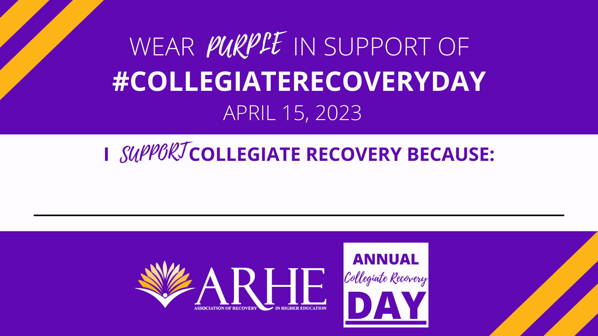 Template Sign for Collegiate Recovery Day 2023