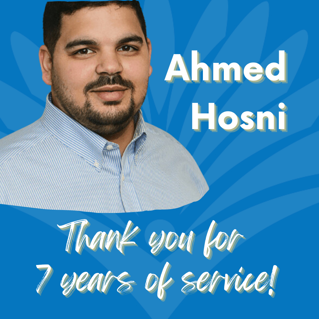 Image of Ahmed Hosni and text that says "Thank You for 7 Years of Service!"